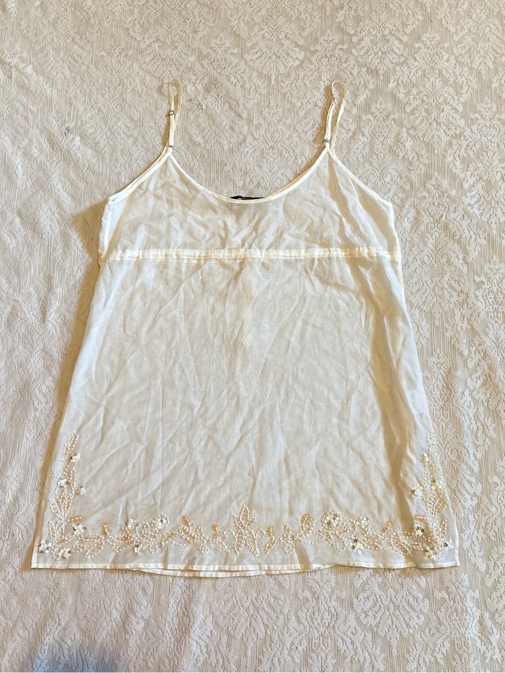 Vintage Y2K BCBG max azria sheer beaded baby doll tie tank - Picture 9 of 9